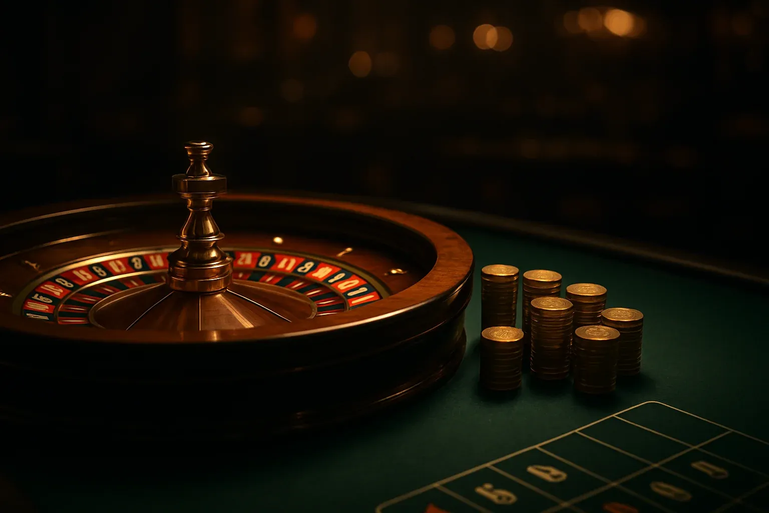 Elegant live casino roulette table with dealer hands and golden chips